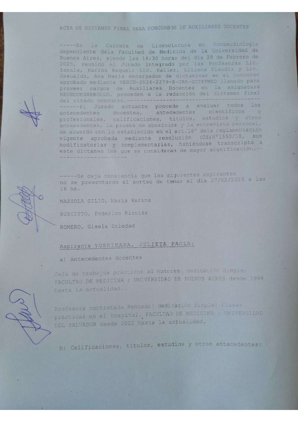 Se publica Acta Dictamen por 5 (cinco) días hábiles del 5 al 9 de Marzo de 2025