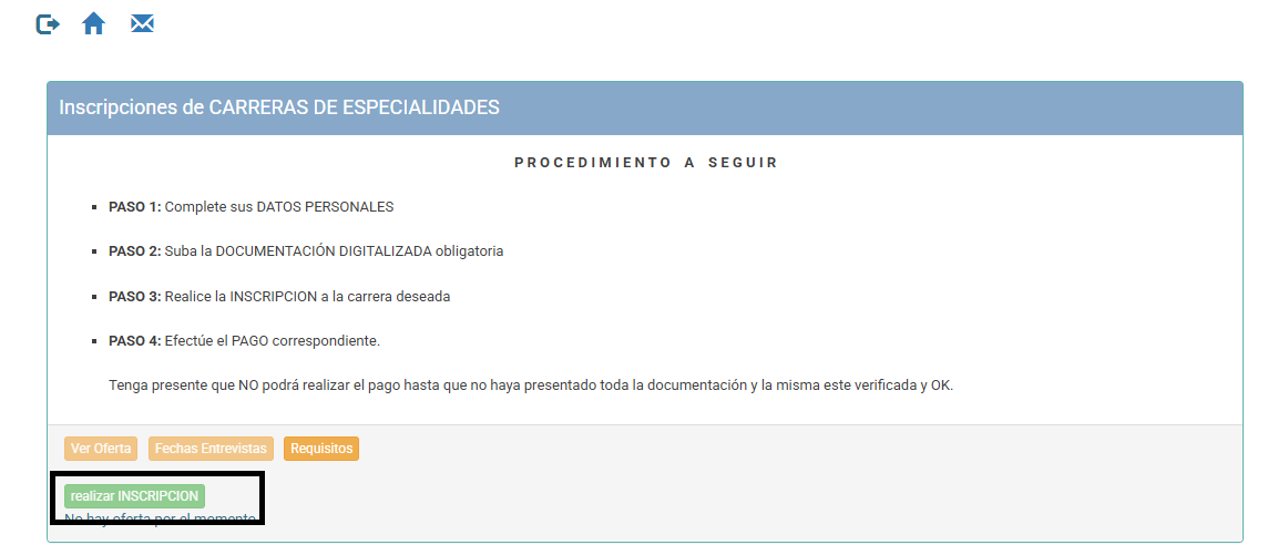 Seleccionar especialidad